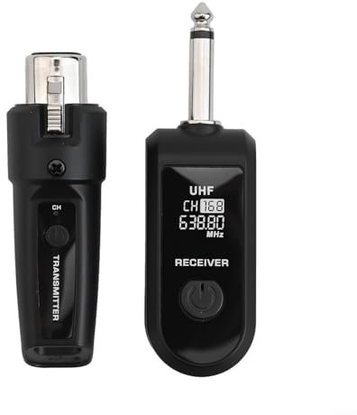 HEIBTENY Kabelloses Gitarren UHF XLR Adapter Sender Empfänger Mikrofon Set für Mikrofon Audiomixer Mikrofon Sender Empfänger für Dynamisches Mikrofon(1 tray 1)