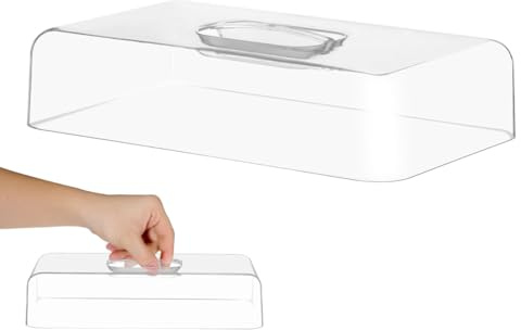 Amosfun Acrylic Food Covers Cake Covers Food Domes Charcuterie Board Lid Rectangular Cake Stand Lid Acrylic Plate Cheese Display Bread Outside Breakfast Board - 27x17x6cm