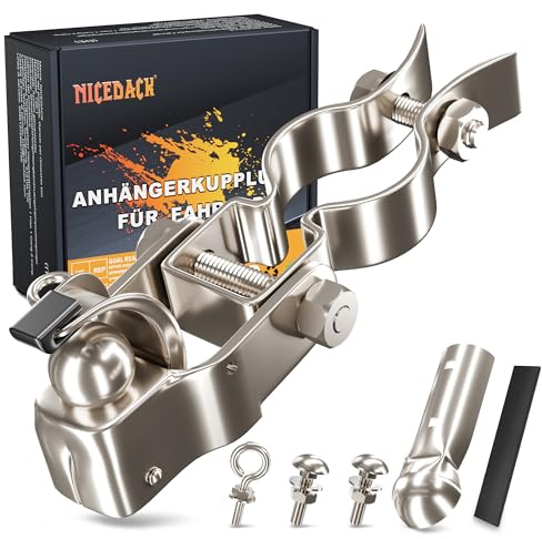 NICEDACK Anhängerkupplung für Fahrrad, Kupplung Lastenanhänger, Verzinkter Stahl Fahrradanhänger Kupplung Kompatibel mit Allen gängigen Fahrradsattelstützen, Silber