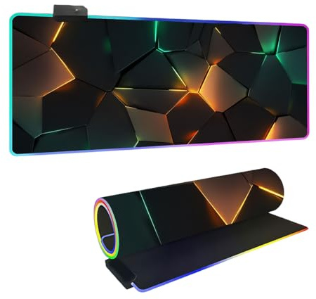 RGB spelmusmatta matta för pojkar tonåringar vuxen – 14 belysningslägen – XXL, stor PC-tangentbordsmatta – utökad LED-musmatta för spel – spelrumstillbehör (mönster 5 700 x 300 mm)