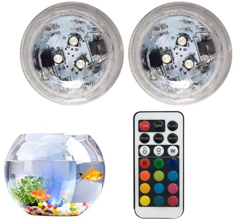 Small Submersible LED Light - Waterproof Tea Light | Remote-Controlled Mini Lamp Water Lights | Battery-Powered Color-Changing Underwater, IP68 Waterproof LED, Decorative for Aquarium