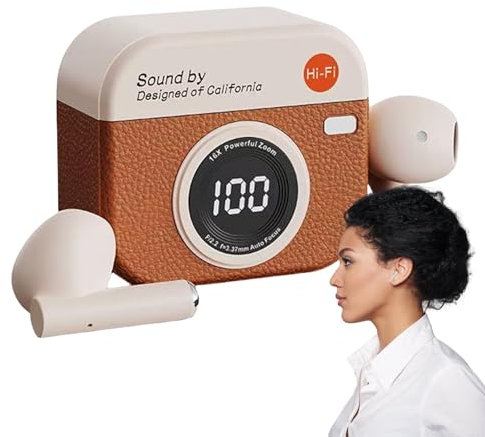 Générique Game Wireless Earbuds, Touch Control Semi in-Ear Earphones, Noise Cancelling Audio Device with Camera Charging Case and Long Battery Life for Adults, Phones, Travel, Home, Women