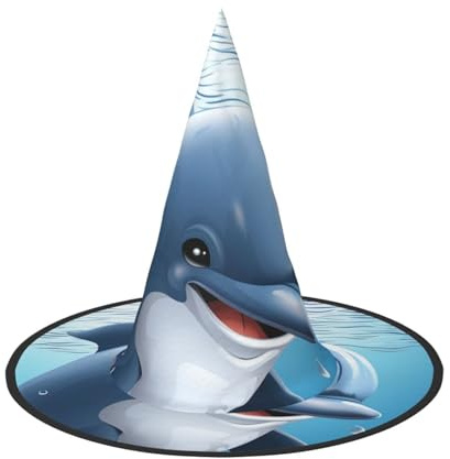 KLLTYHMU 1 chapeau de sorcière pour Halloween, bébé dauphin, chapeau de sorcière, chapeau flottant pour homme et femme, accessoires de costume, décorations d'Halloween pour porche, cour, décoration