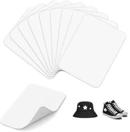 10 Pièces Patch Tissu Thermocollant 12.5 X 9.5 CM,Patch Autocollant Réparation Textile,HMCEY Patchs Thermocollant Trou Vetement,Patchs à Repasser pour Pantalon Troué pour Manteaux, Tentes - Blanc