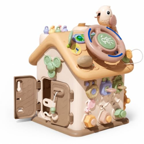 ＡＷＨＡＯ Children Educational Cube Activity House Toy With Busy Board Sensory Board Motor Skills Cube Material And Interactive Features suitable for preschool