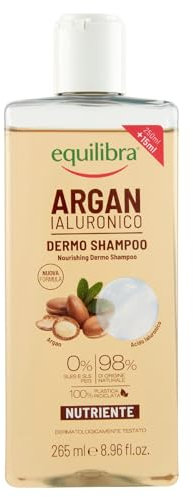 Equilibra Capelli, Equilibra Argan Ialuronico Dermo Shampoo Idratante, con Argan, Acido Ialuronico, Idratante Naturale, Estratto di Lino, 265 ml