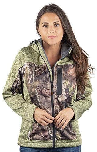 TrailCrest Women's Hunting Full Zip Softshell Jacket Mossy Oak Camo Patterns (Olive Heather - Medium)