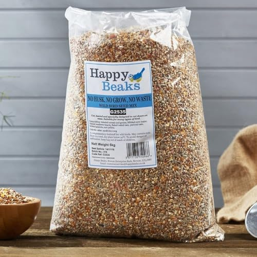 Happy Beaks No Mess Wild Bird Seed - No Grow No Husk No Waste Feed Mix High Energy Premium Food For Wild Birds (25.5kg)