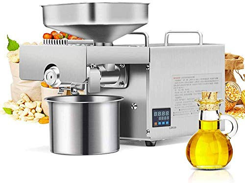 CGOLDENWALL Automatische Ölpresse Maschine mit Intelligenter Temperaturregelung Ölgewinnung bis zu 55% Muttern Samen Pressmaschine Kaltheißpresse Alle Edelstahl CE Industrielle Schwere Art (1500W)