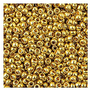 20 g Preciosa Rocailles - metallisches Gelbgold, 11/0 ca. 2,1 mm (PRECIOSA seed beads - metallic yellow gold, 11/0 approx. 2,1 mm)