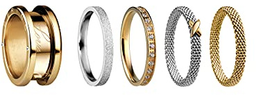 BERING Arctic Symphony Collection Symphony-Set-E 6 Anillo para mujer de acero inoxidable con acabado en dorado brillante