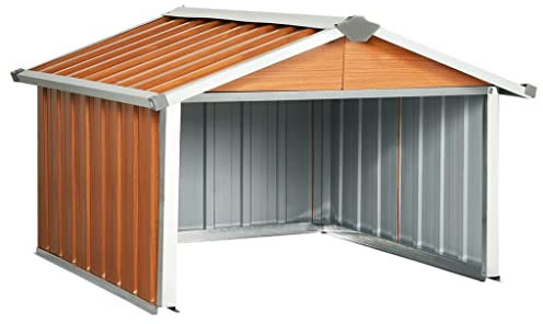 vidaXL Rasenmäher Garage Rasenroboter Mähroboter Dach Überdachung Unterstand Sonnenschutz Mährobotergarage 92x97x63cm Verzinkter Stahl Braun