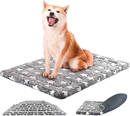 SuperKissen24. Hundematte, Katzenmatte - Reversibel Hundebett für Mittlere Hund - Bett für Hunde und Katze - Katzenbett, Katzenkissen - Flauschig Hundedecke - Waschbar Hundematratze - 80x60 cm Sterne
