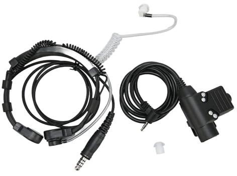 Headset för Halskontroll, Brusreducerande Laryngofonhörlur med Högkänslig Luftslang, Plug and Play Halsmikrofon Walkie Talkie Hörsnäcka för SIMOCO AIRTECH
