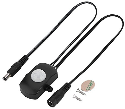 PIR Infrarot Bewegungsmelder Detector Schalter, 5A DC 6-24 V LED-Streifen Automatischer Sensorschalter Nachtlicht Streifen Bewegungssensor Schalter (Schwarz)
