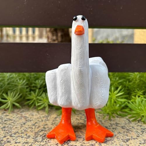 Qobobo Mittelfinger Ente, Duck You Ente Mittel-Finger Lustige Statue Harz büro Deko Decoration Aesthetic - Witzige Geschenke