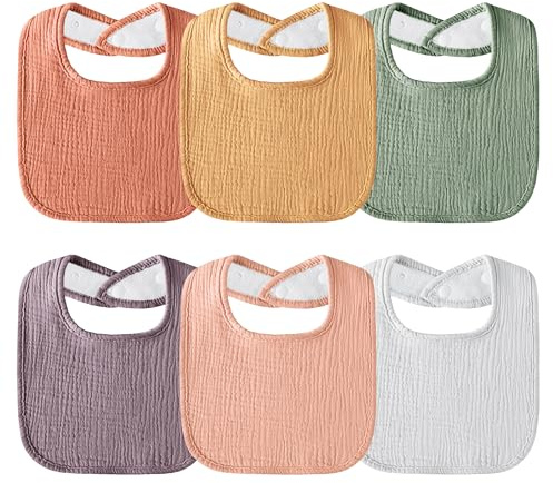 Kewlife Gift Baby Haklapp för Bebis Kvadratisk Baby Muslin Halsduk Haklapp Justerbara för Pojkar och Flickor - 6 Stycken