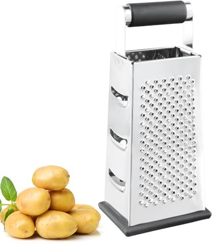 Chstarina Vierkantreibe, Käsereibe, Reibe Edelstahl, 4-seitige, 10.8 x 24.5 cm, Küchenreibe, Gemüsehobel, Handreibe, Praktische Gadgets für Käse, Obst, Gemüse, Karotten