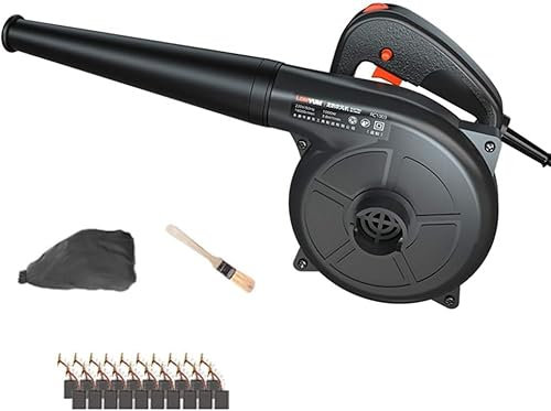 Soplador Y Aspirador De Hojas Eléctrico con Cable, Barredora Limpiadora De Jardín De Mano Liviana con Bolsa Recolectora, 1700W/1900W, Volumen De Aire 5,5m³/min,Negro,1700W