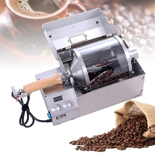 Elektrisk kafferostare, 300 g kaffebönorrostmaskin, 1200W trumma kaffebönorrostning, 100-300°C temperaturjusterbar, kaffebakningsmaskin, för kaffe, råa bönor, jordnötter