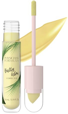 Physicians Formula Butter Glow Corrector, Lightweight Concealer with Dual-Ended Applicator, Infused with Illuminating and Moisture Boosting Ingredients, Yellow