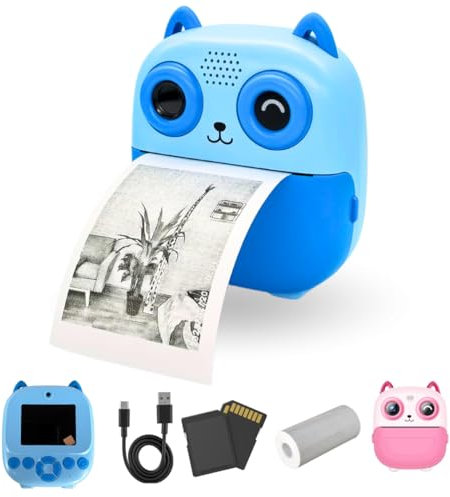 SnapPix Cámara Fotos Infantil Instantánea con Papel de Impresión y Tarjeta SD, 20MP, Cámara de Fotos para Niños, Regalo para Niños de 3 a 14 años (Azul y Rosa) (Azul)