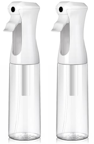 VIGOR PATH Continuous Spray Bottle for Hair – Fine Mist Mister for Hairstyling, Cleaning, Plants, Pets, Barbers, Salons, and Essential Oil Applications (300ml/10 oz) Clear 2 Pack