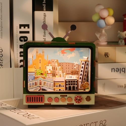 Puzzle in legno 3D modellino a forma di TV con luce LED – Luce notturna ricaricabile dimmerabile, programmata, decorazione per la casa, regalo fai da te per adulti e ragazzi