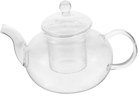 LIFKOME Teiera Vetro Borosilicato Resistente al Calore Adatta per Piano Induzione con Ergonomico per tè e Infusi