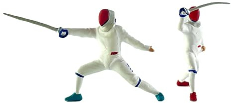 Colcolo 2 Stück 1/64 Figuren Modell Fechter Figuren Kreative Fotografie Landschaft Display Ornament Mini Fechten Puppe Modell Tiny People, Weiß