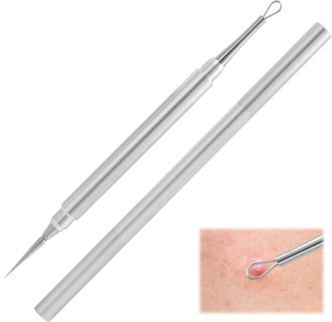 Aguja lancetaria de acero inoxidable para acné, extractor de puntos negros, extractor de comedones, herramienta para eliminar espinillas, pinzas para un cuidado eficaz de la piel, tamaño compacto