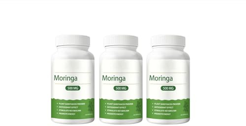 Moringa 500 mg, 60 conteggi - Supporta energia, sistema immunitario e digestione,3PCS