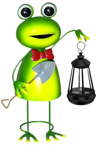 JSGHGDF Statue di rana da giardino Decorazione esterna Ferro Luce Solare Statua Esterna Led Decorazione del Giardino Antivento Lampada Ornamenti Decorazioni da giardino Solari