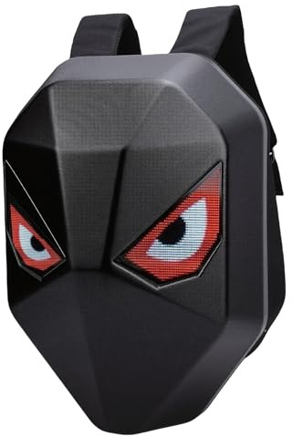 Asixxsix LED-motorcykelryggsäck, Programmerbar HD-färgskärm för Bärbar Datorväska, 40x48 Pixlar, Vattentät, Hård Skal-ryggsäck med Stor Kapacitet med Appkontroll för Resor och Camping