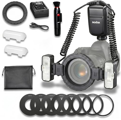 Godox MF-T76C 76Ws TTL Macro Twin Flash for Canon Cameras with Dual Heads