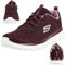 Skechers Damen Graceful Get Connected Sneaker, Wine Mesh/Lavender Trim, 40 EU