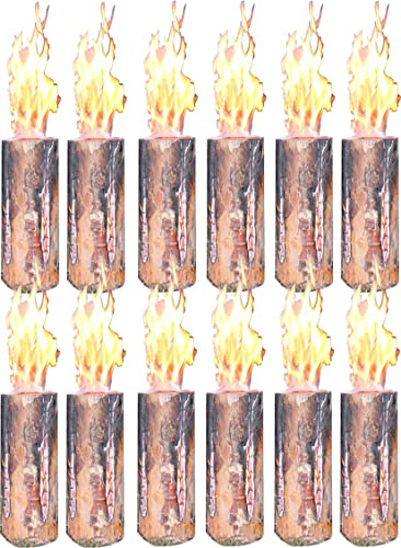 Hoyo Technology Schwedenfeuer 12 Stück Baumfackel Finnenfackel Gartenfackel Fackel H 35 cm D 9-15 cm