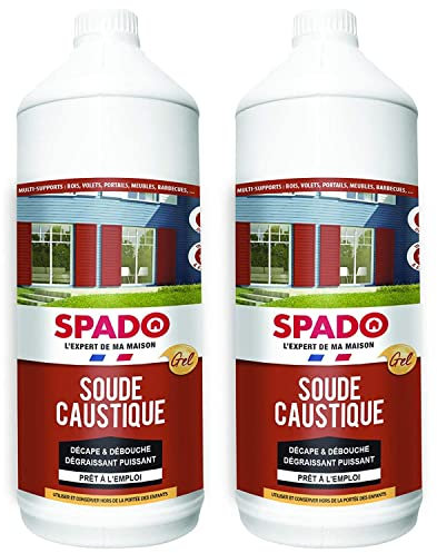 SPADO Lot de 2 Flacons 1 l Soude Caustique Débouche les Canalisations Décapant Peinture Dégraissant Surpuissant