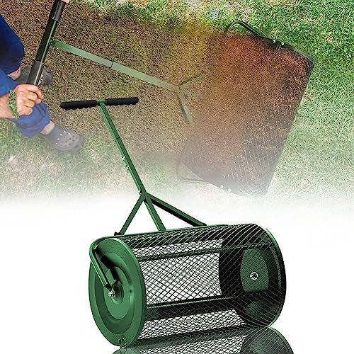 OSBELE Esparcidor de abono de 24 Pulgadas, Esparcidor de estiércol de Malla metálica Liviana, con Mango Ajustable en Forma de T, Esparcidor de Malla metálica liviano, Separado32x60 cm