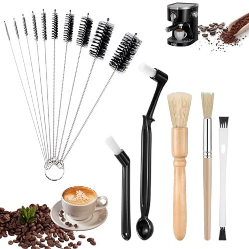 PIMXL 16 Piezas Set de Cepillos de Limpieza Café, Accesorios de Barista para un Café, Cepillo de Limpieza para Molinillo de Café, Cepillo Cafetera para Hogar Cocina Herramienta de Barista