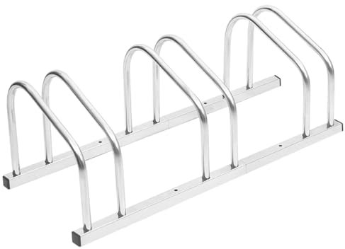 Swpsd Bike Stand Bike Rack Floor Bicycle Stand for Garage Indoor Outdoor Bike Rack Storage Bicycle Parking Stand for 3 Bikes Galvanised Steel Sporting Goods steel Bicycle Stands & Storage