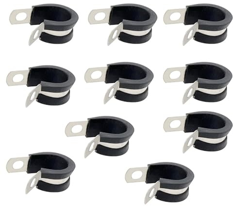 NICAVKIT Lot de 10 colliers de serrage en caoutchouc P de 8 mm - Colliers de serrage - Colliers de serrage en acier inoxydable - Kit de serre-câbles en fil métallique