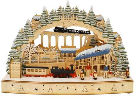 HTI living LED Schwibbogen Eisenbahn Viadukt Lichterbogen Weihnachtsdeko batteriebetrieben