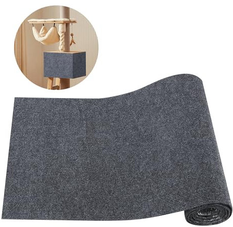 BUCOMTU Kratzmatte Selbstklebend 200cmx30cm, Selbstklebender Kratzmatte Katze, Kratzbrett, Teppichsofa Möbel Kratzschnitz Katze, DIY Prune(Grau)