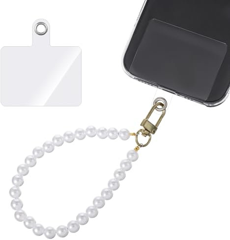 Bremorou Cadena para teléfono móvil corta para muñeca, correa de mano, cadena de perlas, 12 cm, cadena para teléfono móvil, cordón, correa universal para teléfono móvil para colgar todo smartphone y