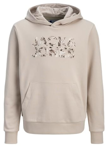 JACK & JONES Sweat Hood Jjejeff Logo Sudadera con Capucha Jnr, Moonbeam, 152 para Hombre