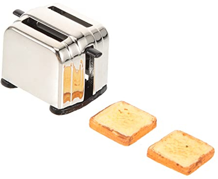 Toddmomy Bread Machine Model Doll House Accessories Miniature House Kit Miniature Model Mini House Kit Mini Toaster Model Simulated Kitchenware Kit Miniature Toaster Metal