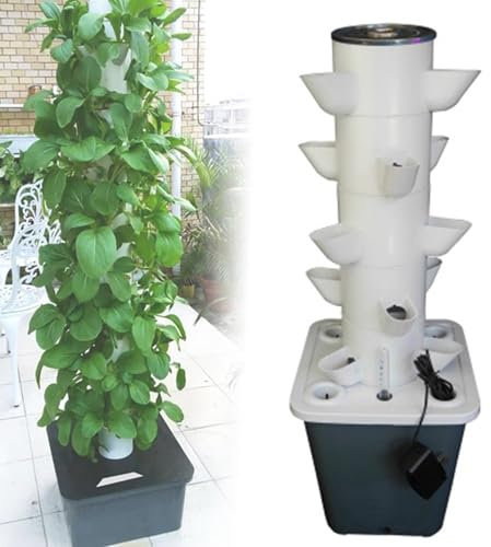 Kit Per Sistema Di Coltivazione Idroponica Verticale A Torre, Sistema Di Coltivazione Idroponica A Torre, Pompa Di Irrigazione E Serbatoio D'acqua Mobile Per Frutta E Verdura(Size:5 Layers 15 Holes)