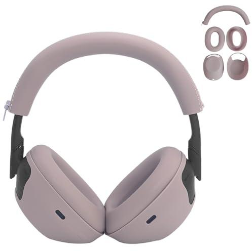 Adhiper 3-in-1 Silicone Case Sweat Covers for Sony WH-1000XM6 Headphones Accessories, XM6 Cover Silicone Ear Pads Covers & Headband Cover & Ear Cups Protector, Washable & Sweatproof - Smoky Pink