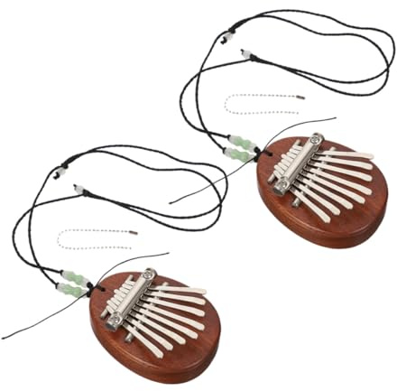 SILENRADAWN 2 Sets Kalimba Piano de Pulgar Mini 8 Teclas Forma Gotas Madera para Principiantes y Viaje